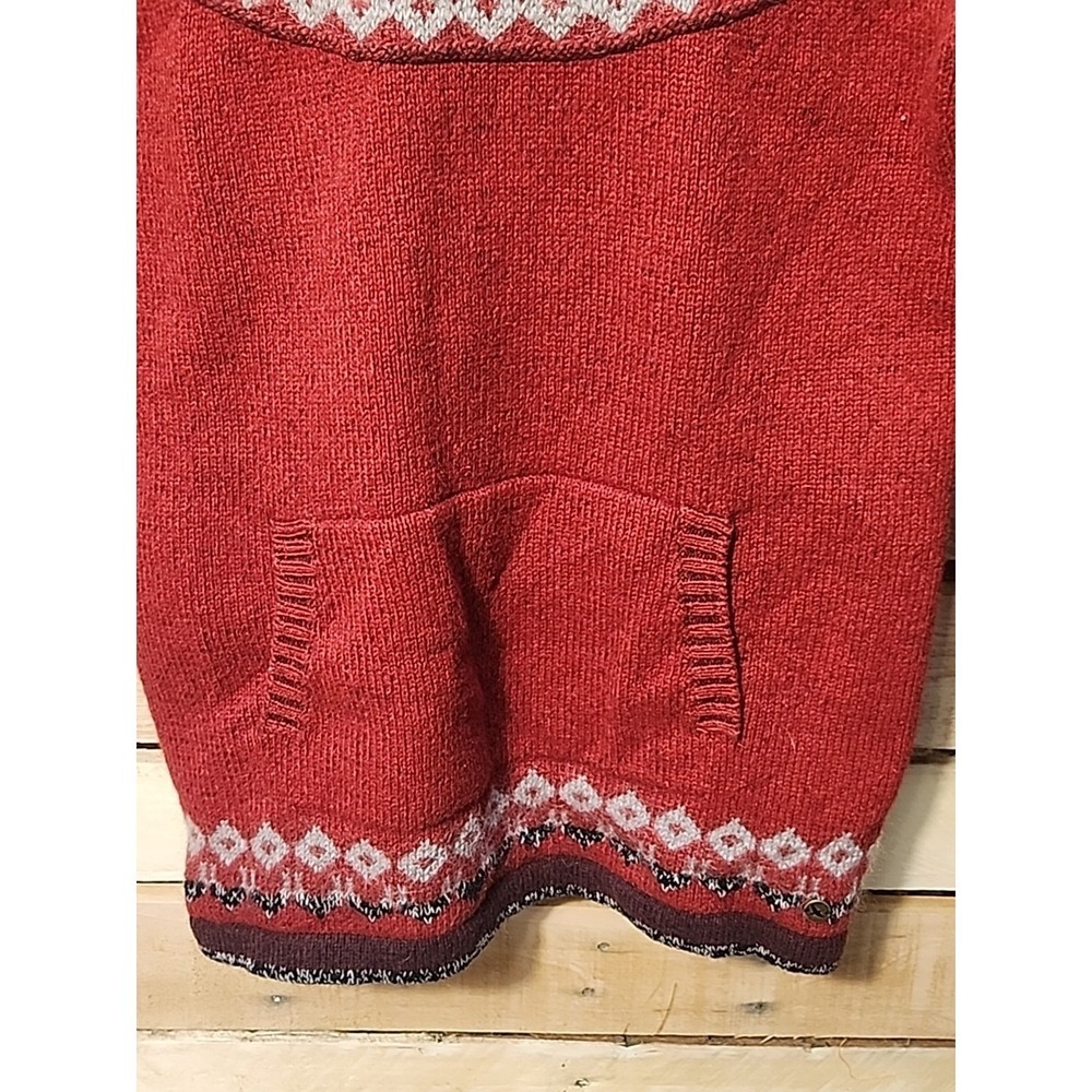 Vtg Eddie Bauer Fair Isle Funnel Cowl Neck Wool Mohair Pullover Fuzzy Sweater Sm - Picture 3 of 10